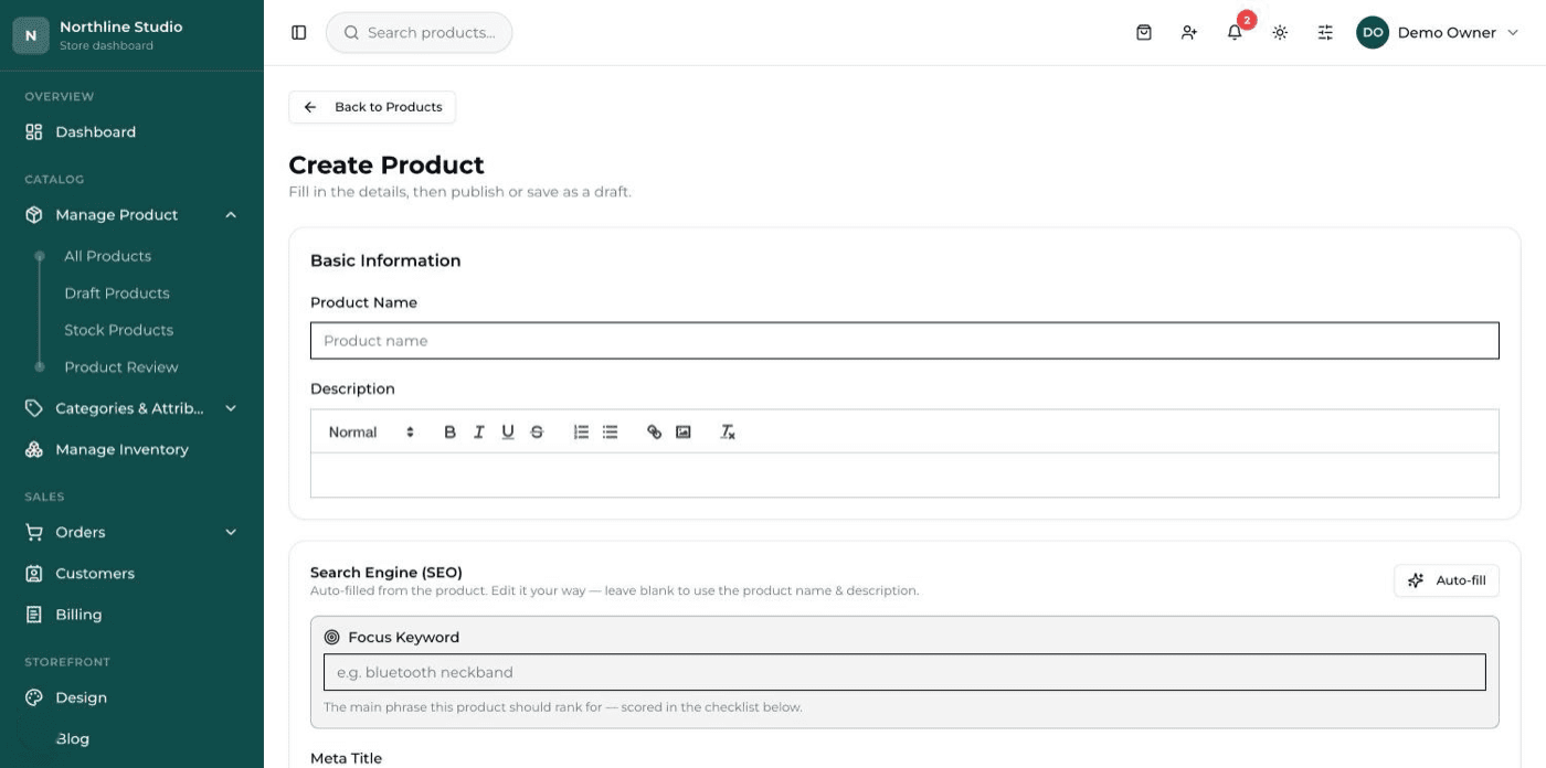 Adding a product