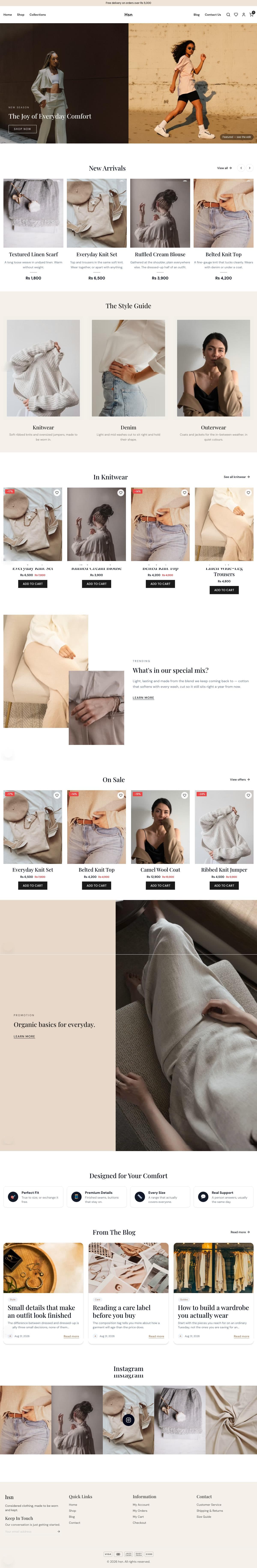 A shop built on the platform, open on a desktop browser
